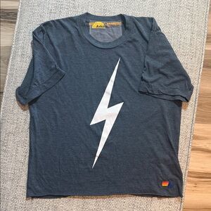 Aviator Nation Bolt Boyfriend Tee Charcoal White Women’s Medium